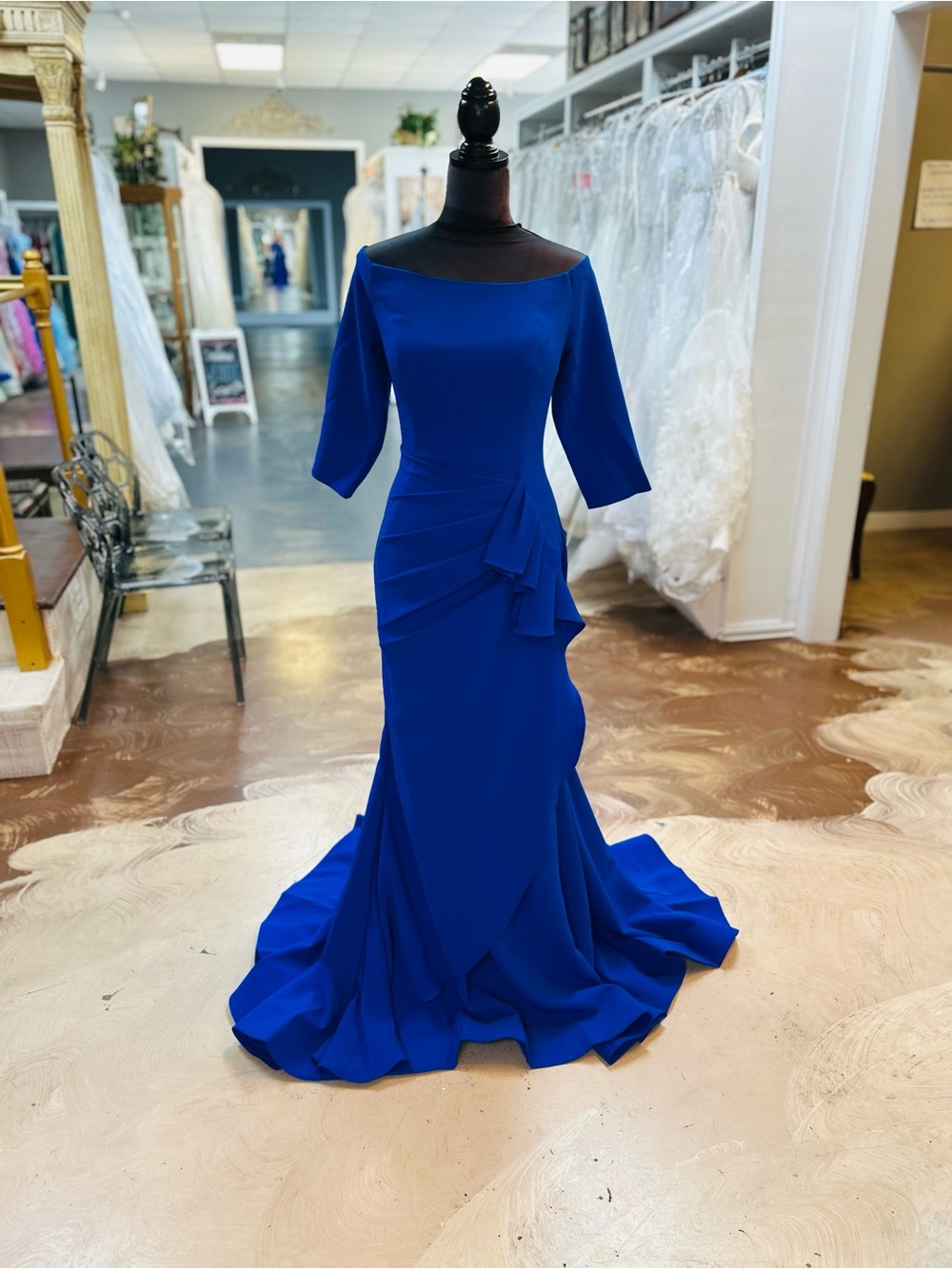 Jovani Royal Blue Off-Shoulder Mermaid Gown